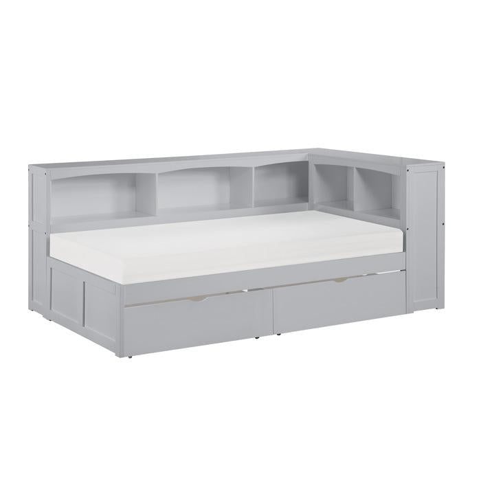 B2063BC-1BCT - (4) Twin Bookcase Corner Bed with Storage Boxes
