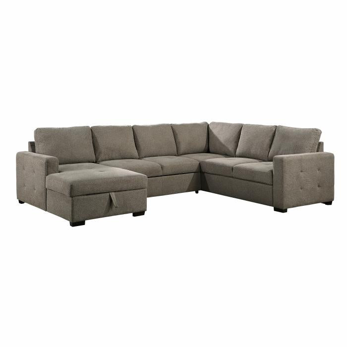 9206BR3LC3R - (3/3)3-Piece Sectional with Pull-out Bed and Left Chaise with Hidden Storage