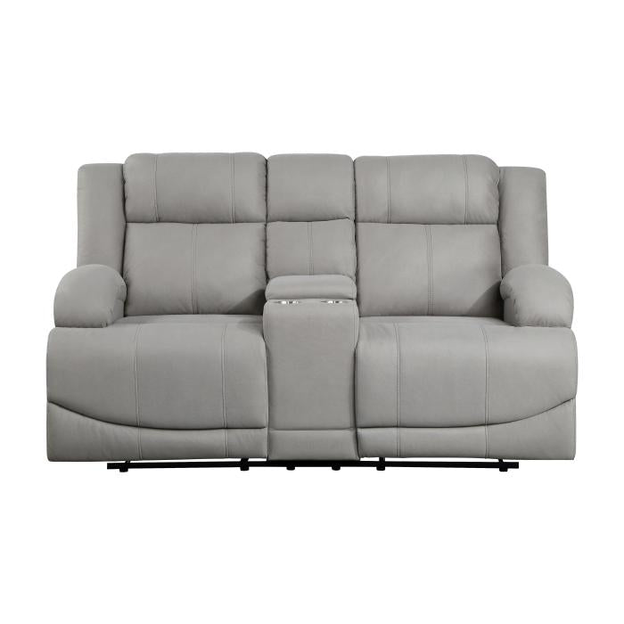9207GRY-2 - Double Reclining Love Seat with Center Console