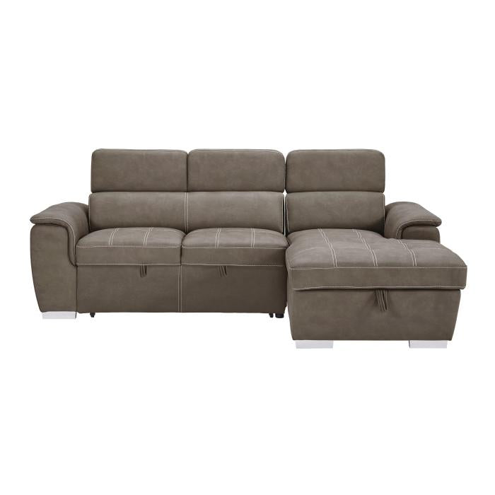 8228TP - (2)2-Piece Sectional with Adjustable Headrests, Pull-out Bed and Right Chaise with Hidden Storage
