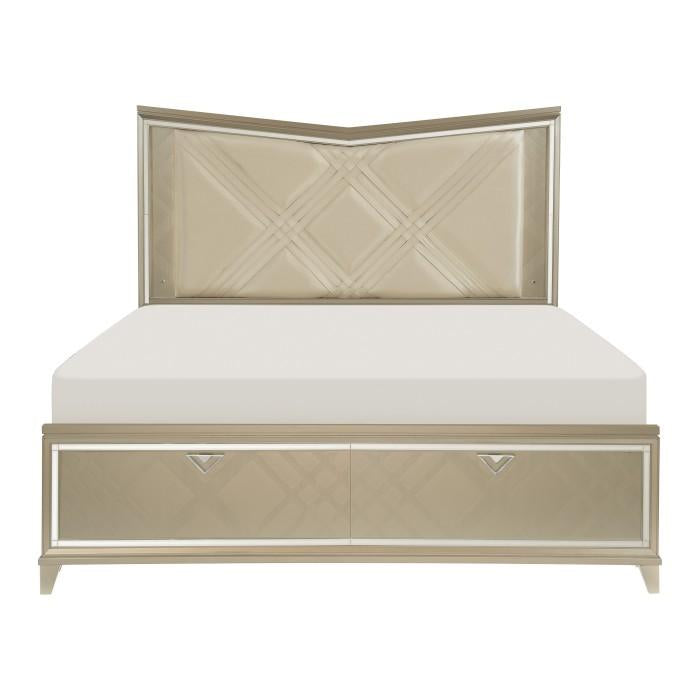Bijou (3) California King Platform Bed with LED Lighting and Footboard Storage