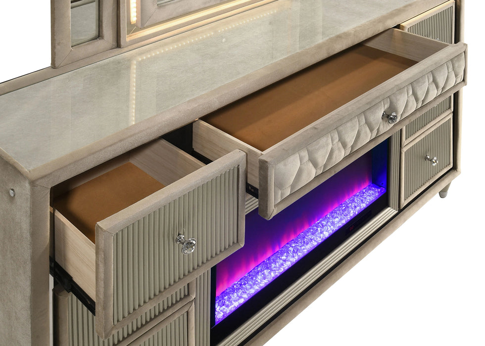 Lorient LED Dresser with LED Mirror and Flame Visualizer