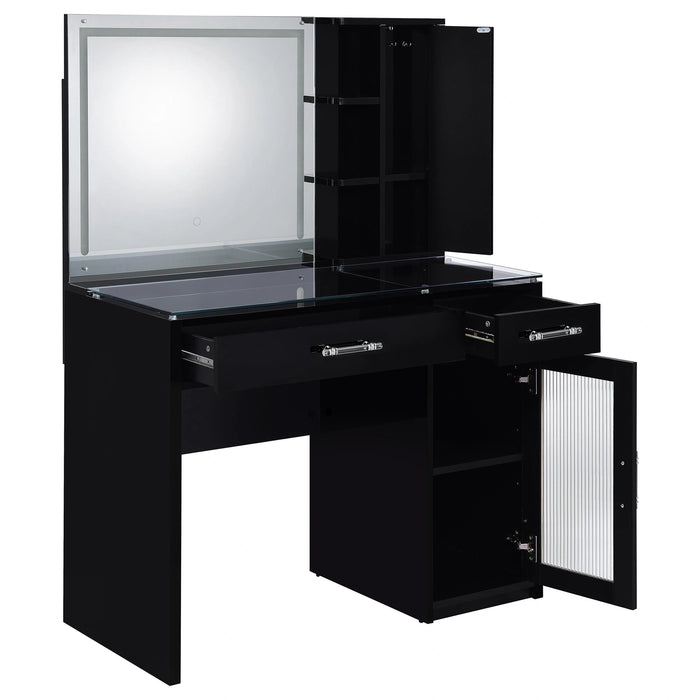 Flora Makeup Vanity Table with LED Mirror and Stool Set