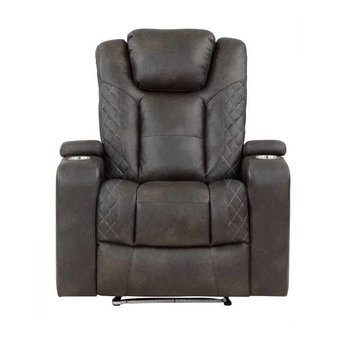9211BRG-1PWH - Power Reclining Chair with Power Headrest and Storage Arms, Cup Holders