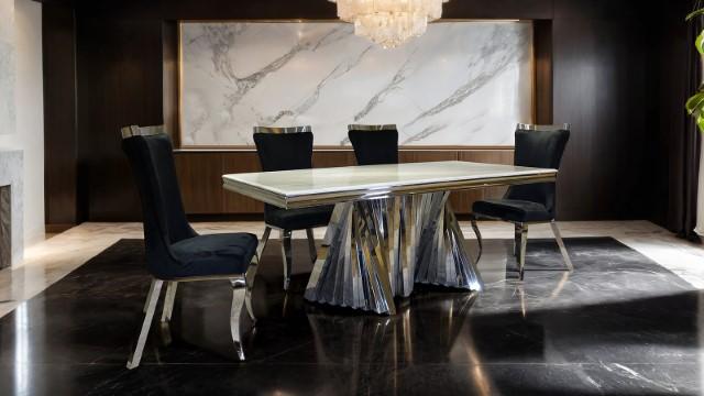 Basilicata Gold Chair (2/CTN) White, Gray, & Black