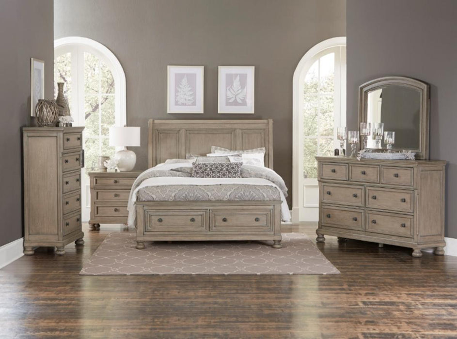 Bethel Queen Sleigh Platform Bed with Footboard Storage in Gray 2259GY-1