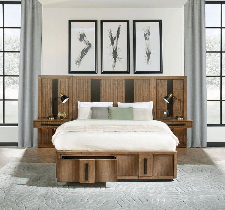 Terrace Wall Panel Platform Storage Bed with Attached Nightstands